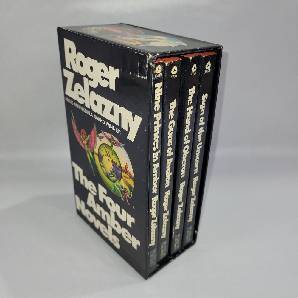 Roger Zelazny Amber 1976 Vintage 4 Paperback Book Set & Sleeve by Avon